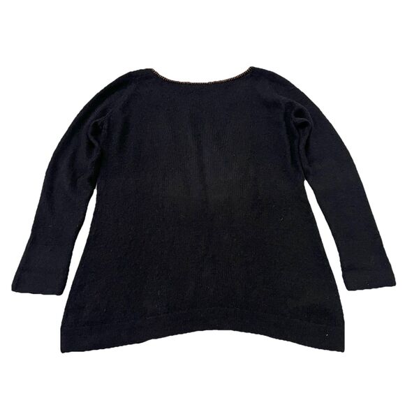 Peruvian Connection Women’s Scoop Neck Baby Alpaca Sweater Size M Black - Picture 2 of 7